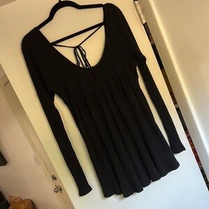 Free People Black Long Sleeve 100% Cotton Tunic